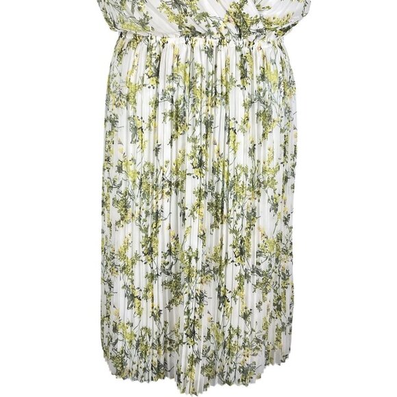 Alex Marie Size 16 White Green Floral Pleated Midi Easter Spring Dress MSRP $149 - Picture 8 of 16